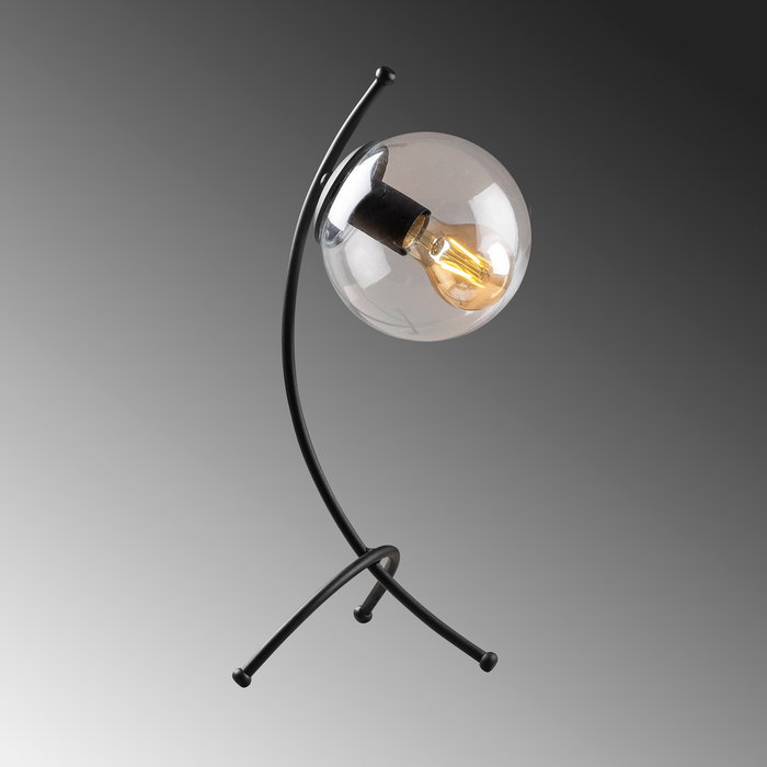 Opviq Yay - 5015 Lámpara de Mesa Negra con Tapa de Cristal
